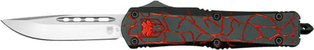 CobraTec Medium FS-3 OTF Knife Fractured Black Red 3" D2 Blade