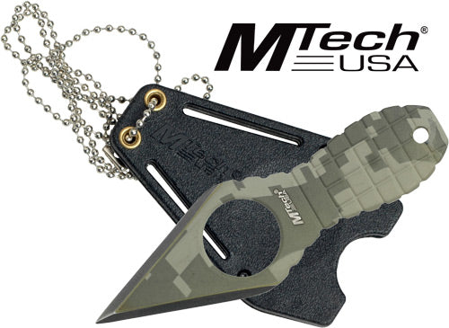 MTech 2.25" Spear Point Neck Knife with Sheath Stonewash Finish
