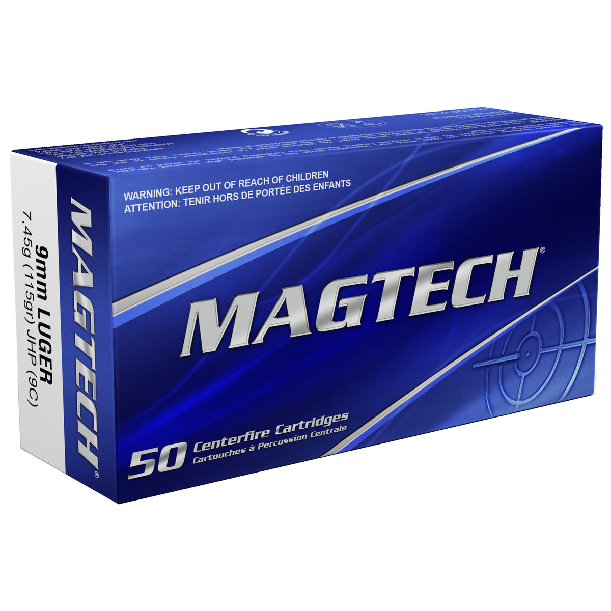 Magtech 9C Sport Shooting Range/Training Jacketed Hollow Point JHP 115 Grain 9mm Luger/Parabellum