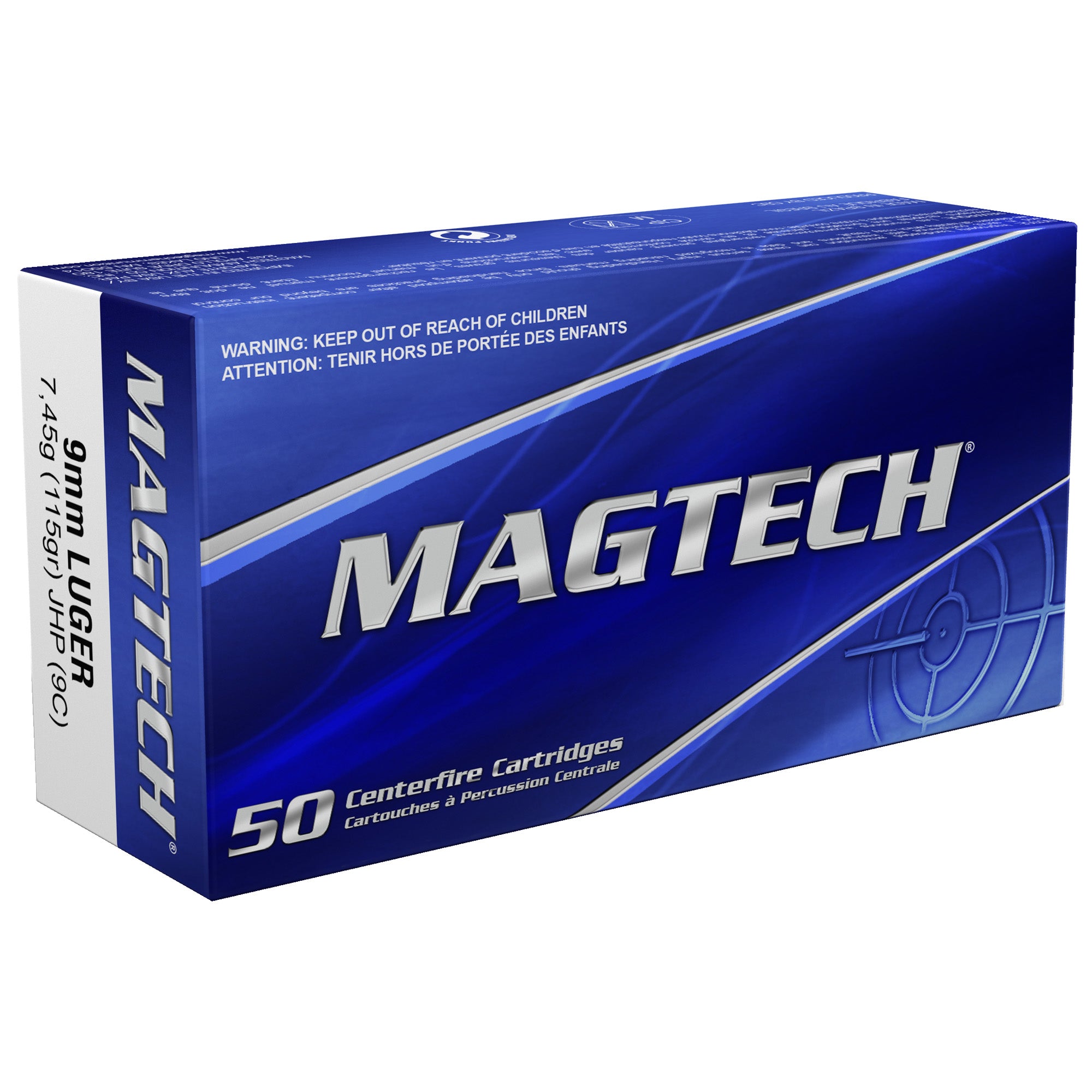 Magtech 9C Sport Shooting Range/Training Jacketed Hollow Point JHP 115 Grain 9mm Luger/Parabellum