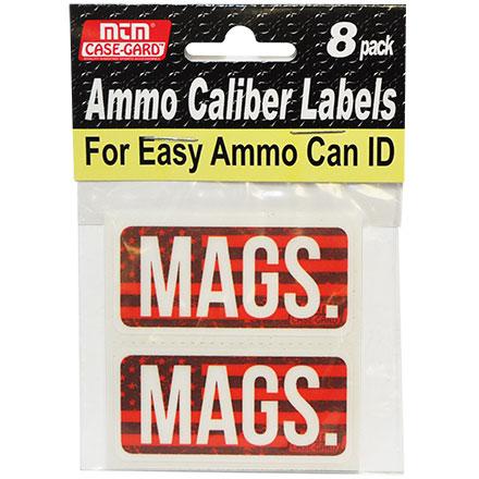 MTM Ammo Caliber Labels MAGS Red 8-Count Pack