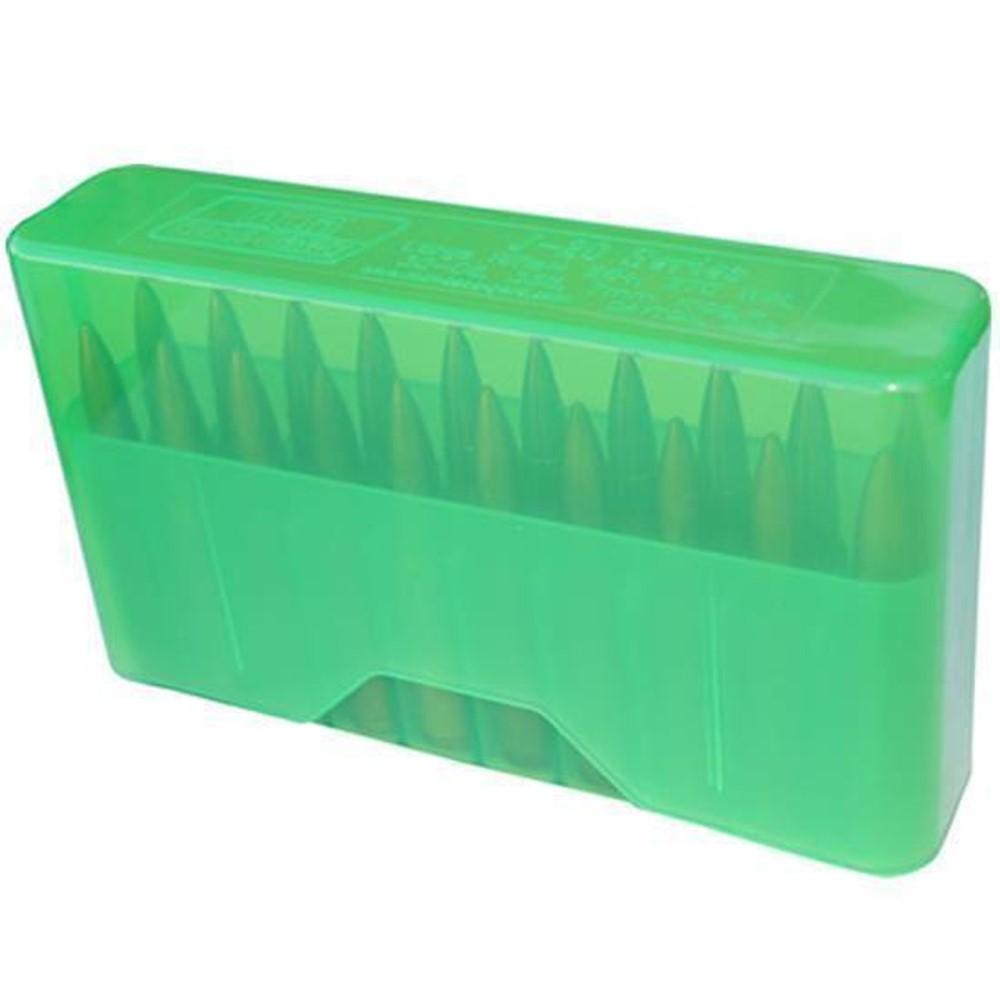 MTM J-20 Slip Top Ammo Storage Box Clear Green Rifle Cartridges