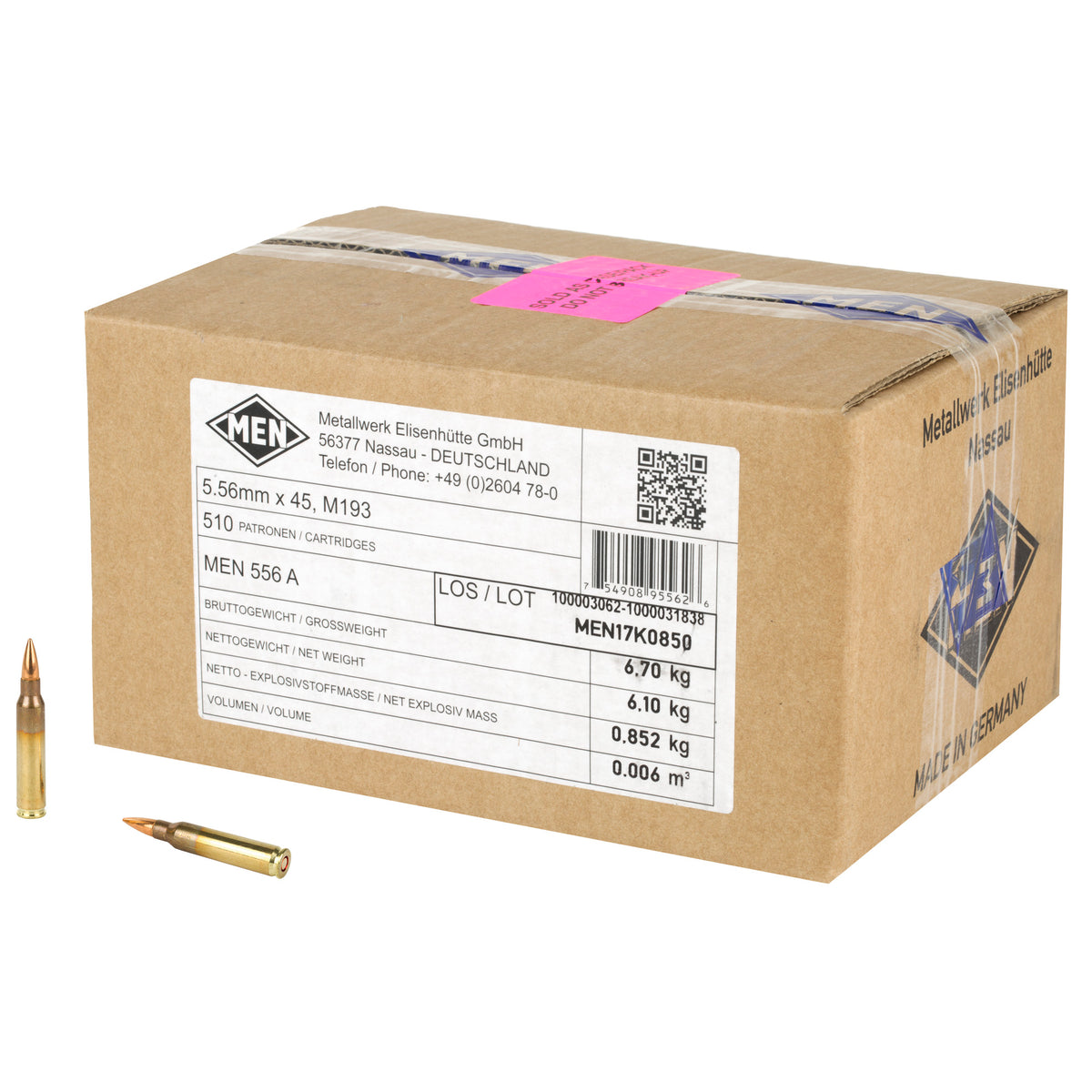 Magtech MEN M193 5.56x45mm NATO 56 gr FMJ ammo