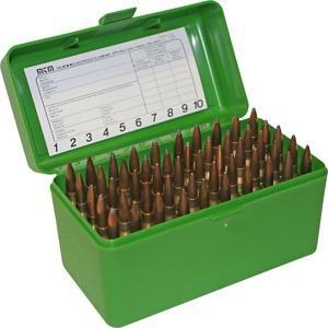 MTM Case-Gard R-50 Rifle Ammo Box .375 Rem UM / .375 Wby Mag 50 Rounds Green