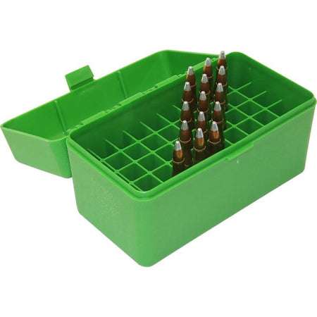 MTM Case-Gard R-50 Rifle Ammo Box .223/.270 WSSM/.460/.500 S&W 50 Rounds Green