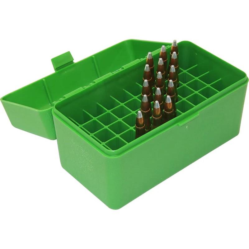 MTM Case-Gard R-50 Rifle Ammo Box .223/.270 WSSM/.460/.500 S&W 50 Rounds Green