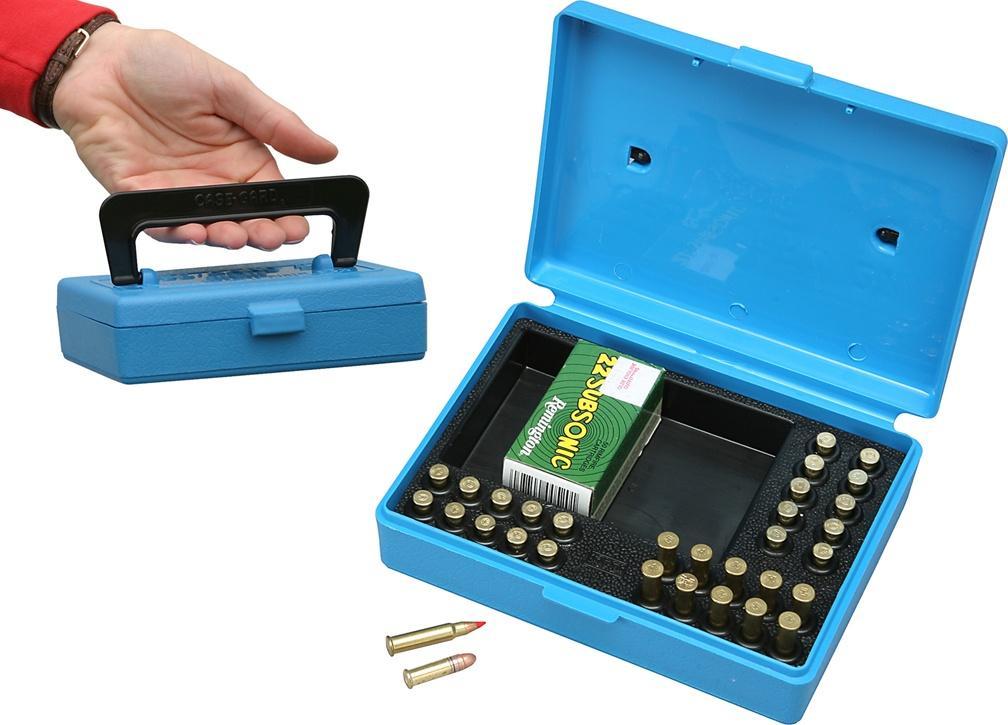 MTM Case-Gard Small Bore Rimfire Ammo Box 130 Rounds .22 LR/.17 HMR Blue