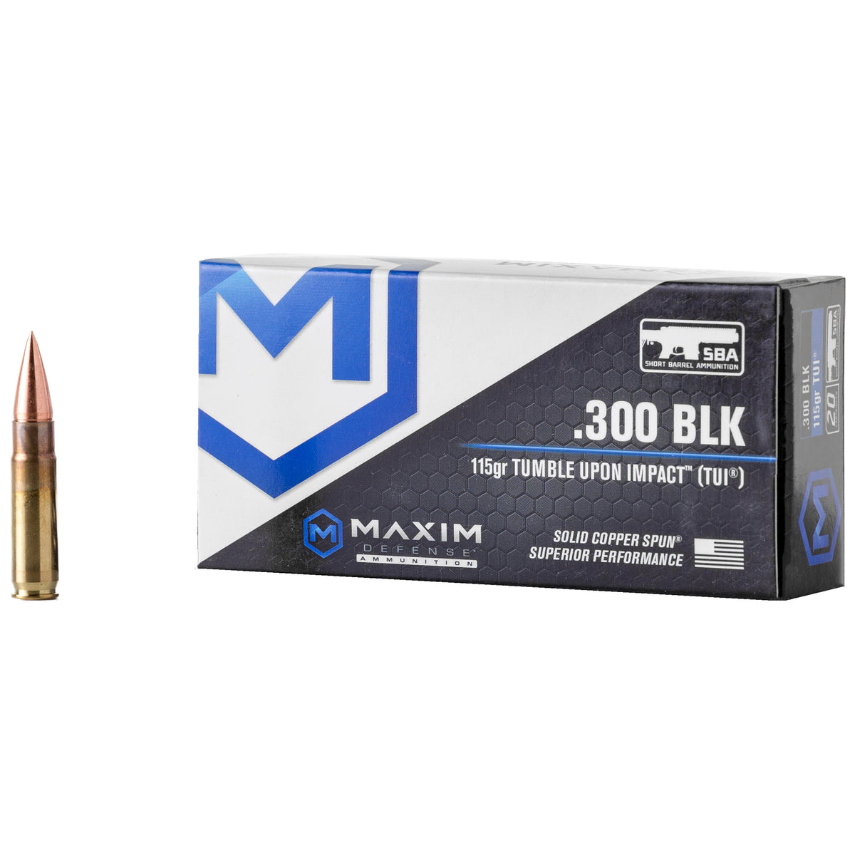 Maxim Defense MXM49004 SBA Short Barrel Ammunition Copper  115 Grain .300 AAC Blackout
