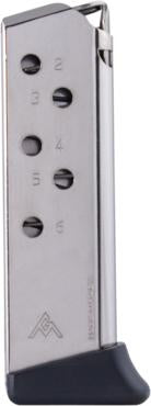 Mec-Gar Walther PPK Handgun Magazine .380 ACP Carbon Steel Tube Nickel 6-Round