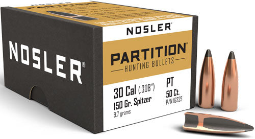 Nosler Partition 150gr Spitzer .308 Reloading Bullets 50ct