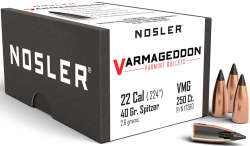 Nosler Bullets 22 Cal .224 40gr Varmageddon Black Polymer Tip 250 Count
