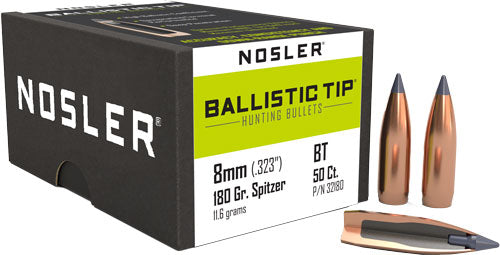 Nosler 8mm .323 180 Grain Ballistic Tip Spitzer Bullets 50ct