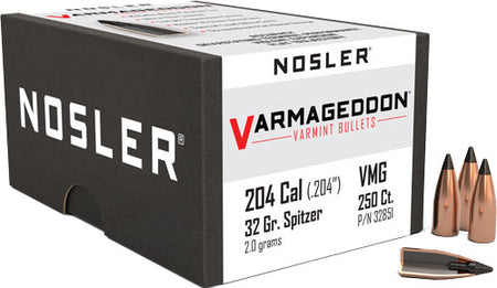 Nosler Bullets 20 Cal .204 32gr Varmageddon Black Polymer Tip 250 Count