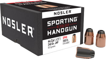 Nosler 44 Caliber .429" 240gr JHP Flat Base Bullets Box of 250