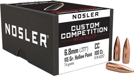 Nosler 6.8mm .277" 115gr Custom Comp HP-BT Bullets Box of 100