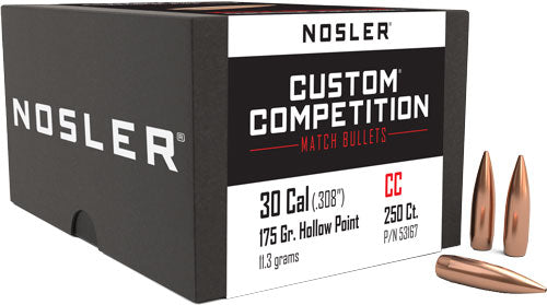 Nosler Custom Competition 175gr Hollow Point Boat Tail .308 Bullets 250ct