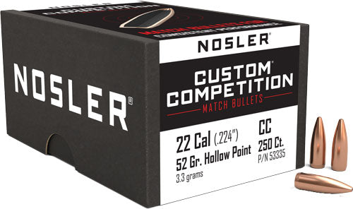 Nosler Custom Competition 52gr Hollow Point Boat Tail .224 Bullets 250ct