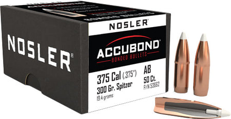 Nosler 375 Caliber .375" 300gr AccuBond BT Spitzer Bullets 50ct