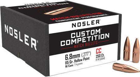 Nosler 6.8mm .277" 115gr Custom Comp HP-BT Bullets Box of 250