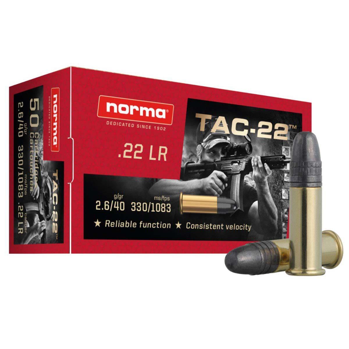 Norma TAC-22 Subsonic .22 Long Rifle 40 gr Solid ammo