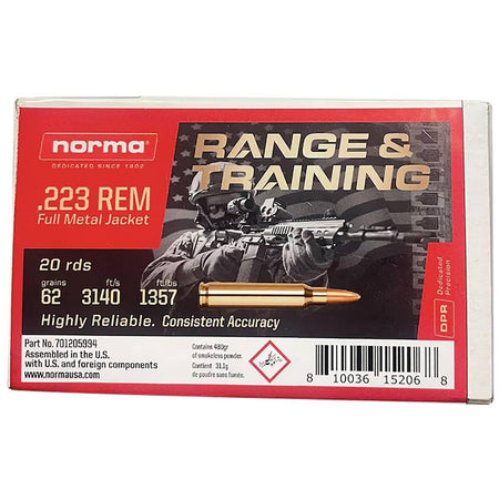 Norma Range & Training .223 Remington 62 gr FMJ ammo