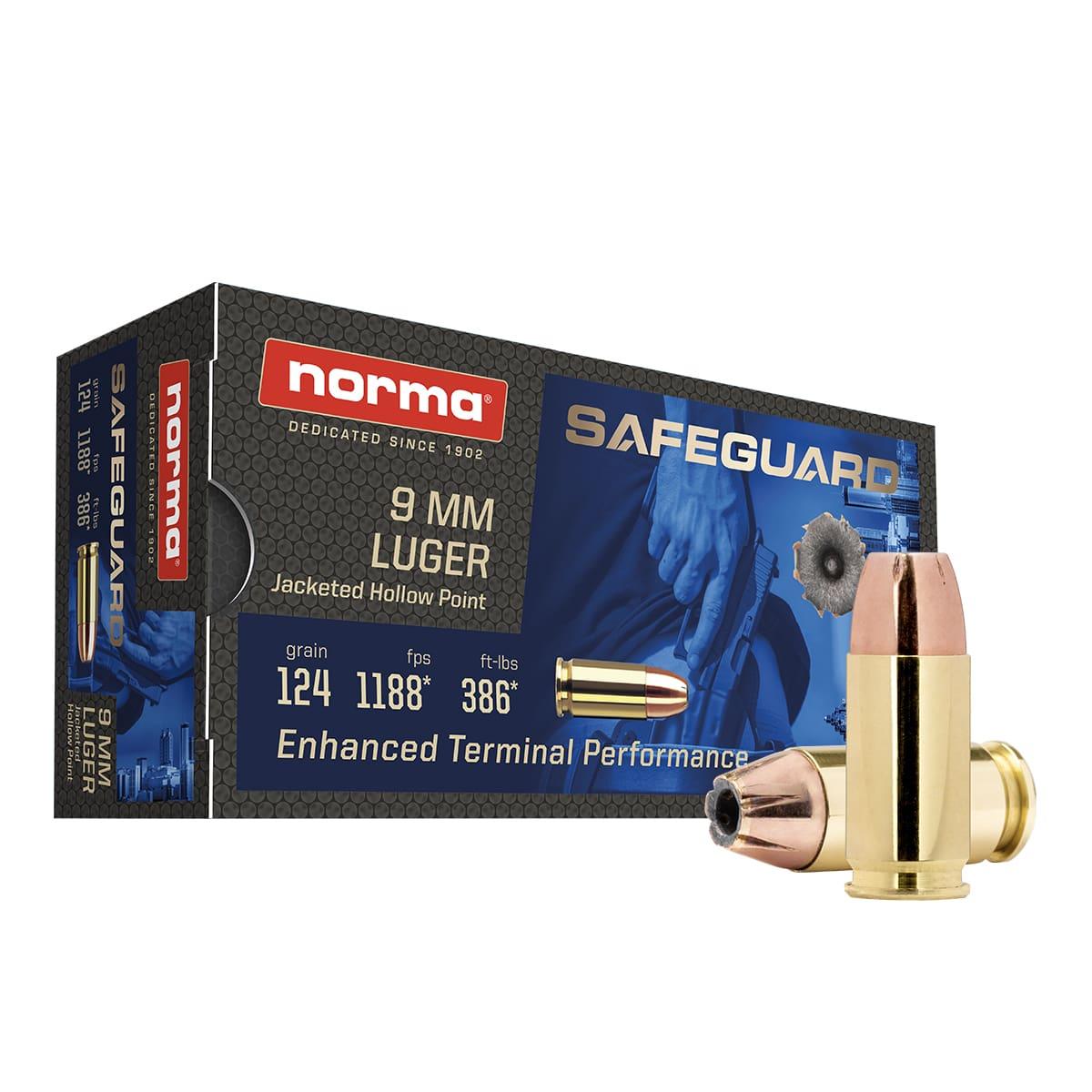 Norma Safeguard 9mm Luger / Parabellum 124 gr JHP ammo