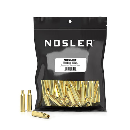 Nosler .260 Rem Unprimed Bulk Brass Rifle Cartridge Cases 100/ct