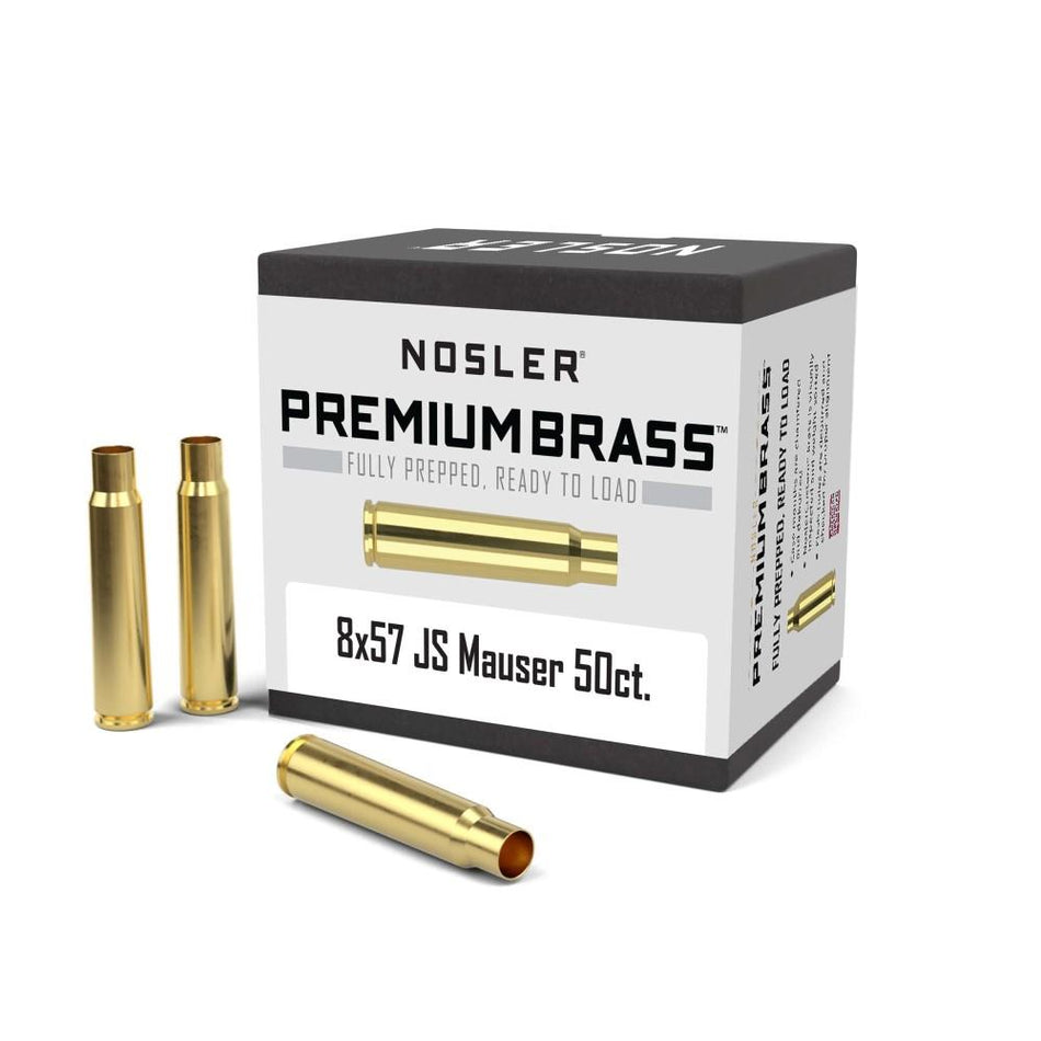 Nosler Unprimed Rifle Brass 8x57mm JS Mauser 50-Pack Ready to Load
