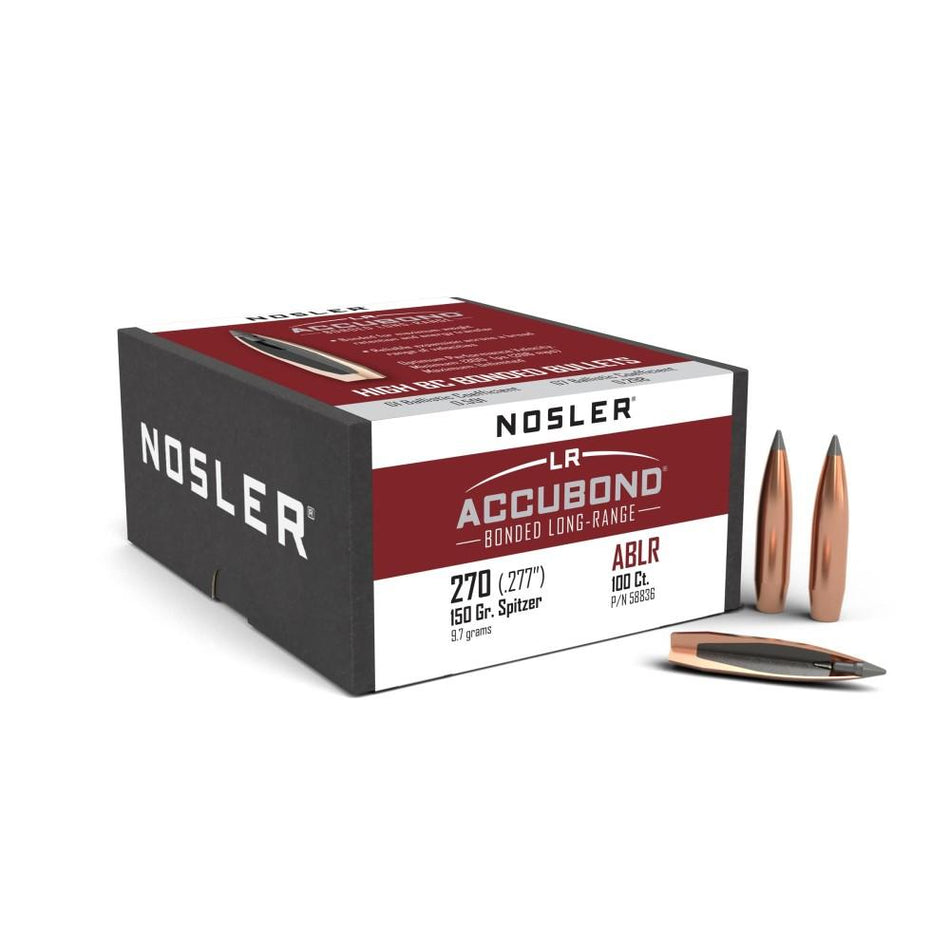 Nosler AccuBond Long Range 150gr Gray Polymer Tip .277 Bullets 100ct