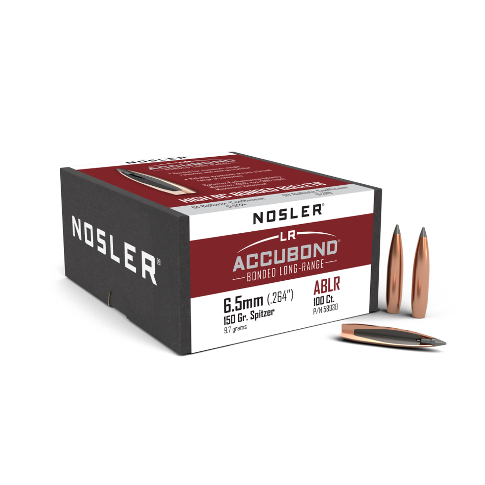 Nosler 6.5mm ABLR 150 Grain Spitzer Reloading Bullets 100ct