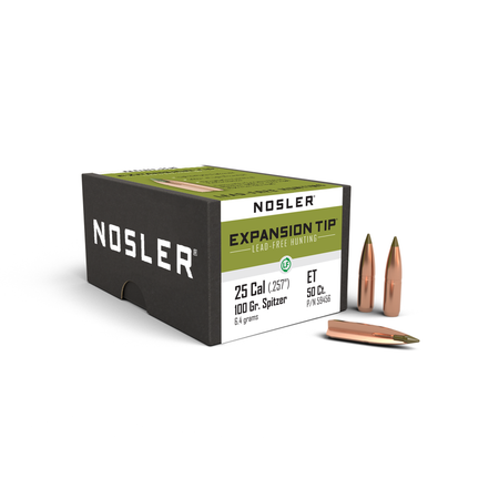 Nosler E-Tip .25 Caliber 100gr Spitzer Lead Free Bullets 50/ct
