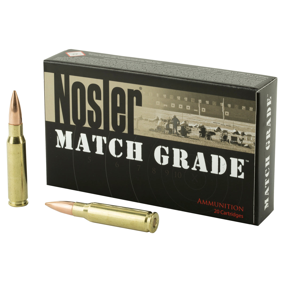 Nosler 60054 Match Custom Competition Jacketed Hollow Point JHP 168 Grain .308 Win / 7.62x51mm