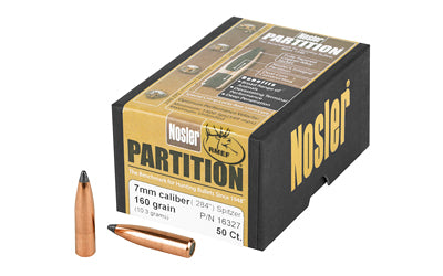 Nosler Partition 160 Grain 7MM .284 Cal Spitzer Rifle Bullets, Box of 50 16327