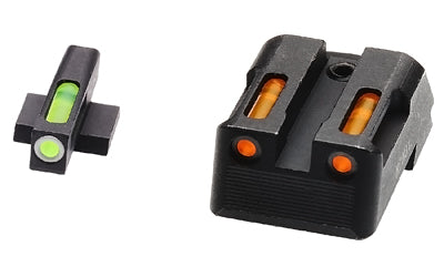 Hi-Viz KBN421 LiteWave H3 Tritium/Fiber Optic Night Sight Set for Kimber 1911, Green Front with White Ring, Orange Rear