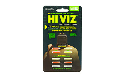 Hi-Viz LWH-KIT LiteWave Handgun Replacement LitePipe Set, 10 Pieces, Green/Red Front in Two Sizes, Green/Red/Black Rear, Fits Any LiteWave Sight