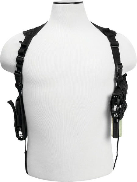 VISM by NcSTAR Ambidextrous Horizontal Shoulder Holster with Double Mag Holder - Black