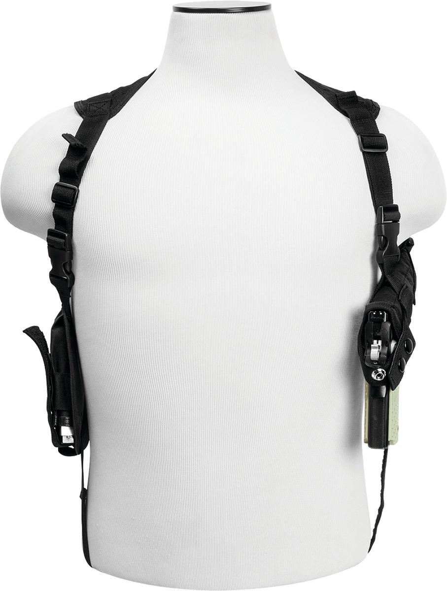 VISM by NcSTAR Ambidextrous Horizontal Shoulder Holster with Double Mag Holder - Black
