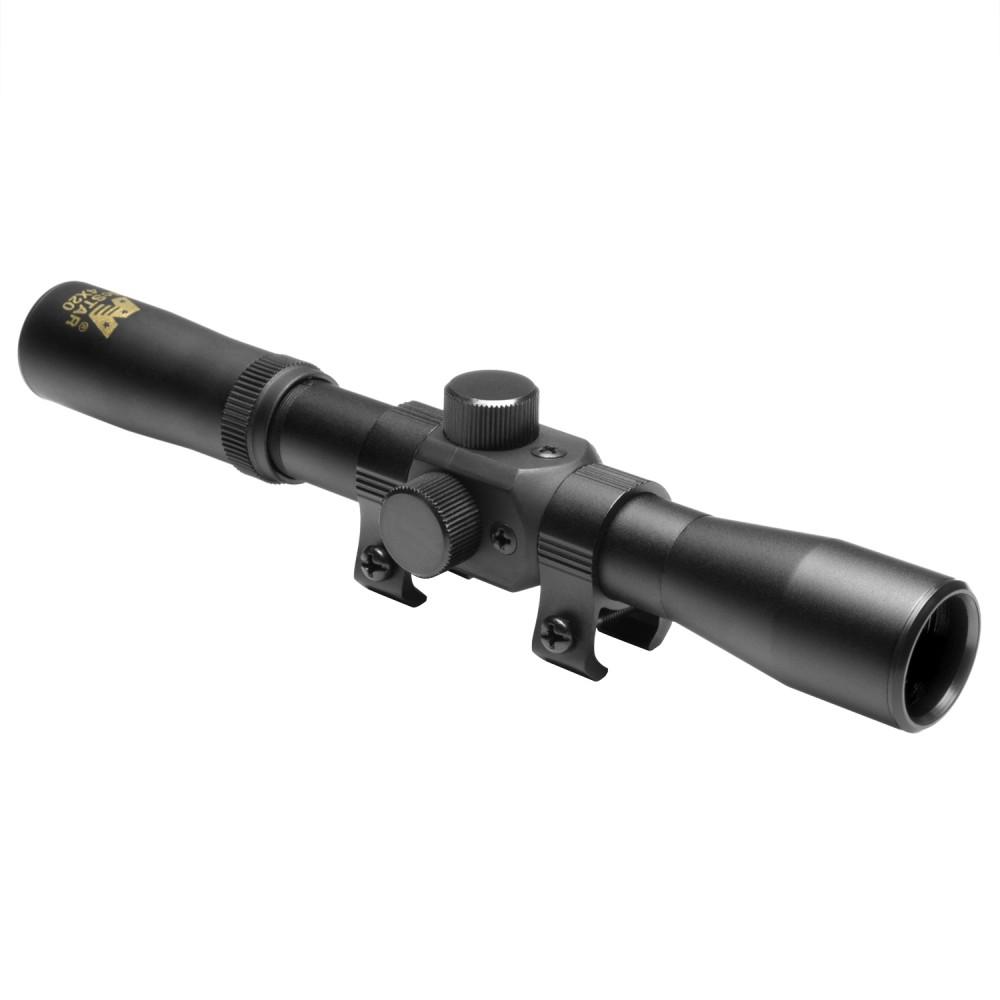 NcStar 4x20mm Compact Air Rifle Scope with 3/8" Dovetail Rings & Blue Lens