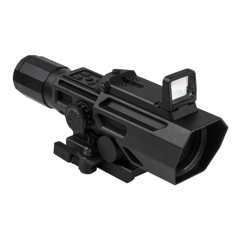 NcStar VSM ADO Dual Optic 3-9x42mm P4 Sniper Rifle Scope with Integrated Fold-Down Red Dot - Black