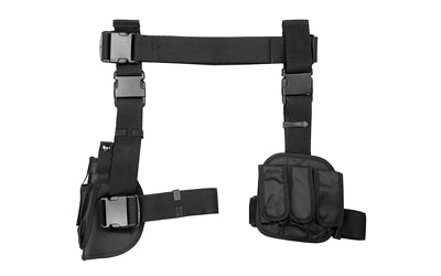 NcSTAR Universal Drop Leg Holster with Triple Magazine Pouch, Right Hand, Black Nylon