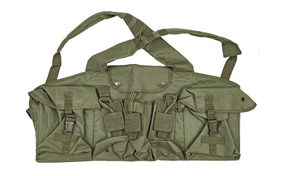 NcSTAR AK Chest Rig, Green Nylon, Ambidextrous, Holds 6 AK Magazines, Utility Pouches CVAKCR2921G