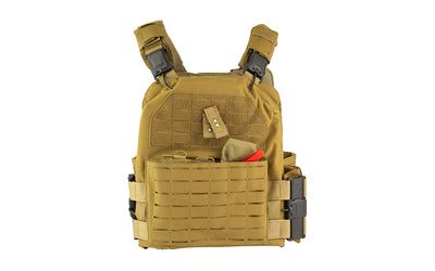 NcStar Quick Release Laser Cut Plate Carrier Tan Size 2XL Magnetic Buckles MOLLE Slots Kangaroo Pouch Adjustable Cummerbund Fits 11x14" Hard Plates