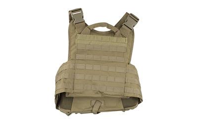 NcSTAR Plate Carrier Vest, Tan Nylon, Medium-2XL, PALS/MOLLE Webbing, Fits 10"x12" Hard Plates CVPCV2924T