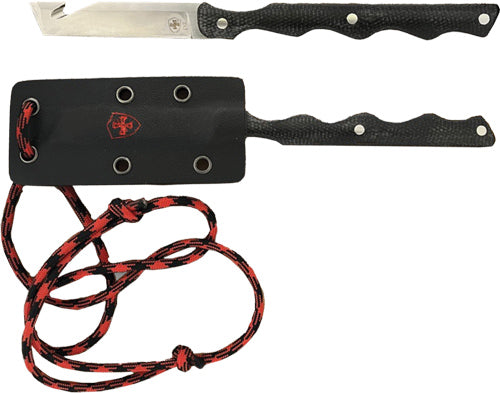 Templar Knife Neck Knife 2.46" Black w/Red Powder D2 Silver Tanto Blade