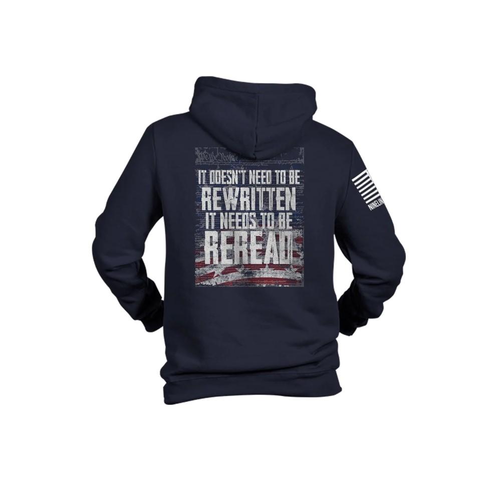 Nine Line Reread Not Rewritten Pullover Hoodie Navy Small