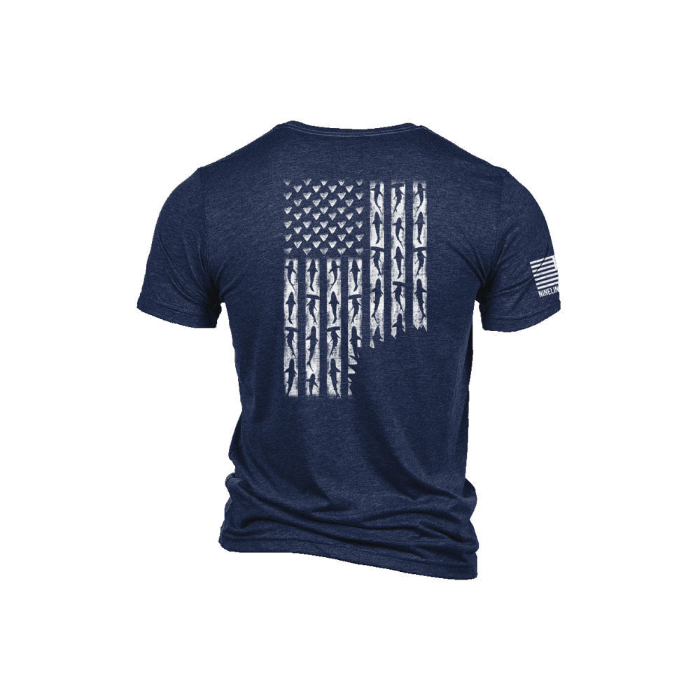 Nine Line Shark Flag Graphic T-Shirt Navy Blue 2XL