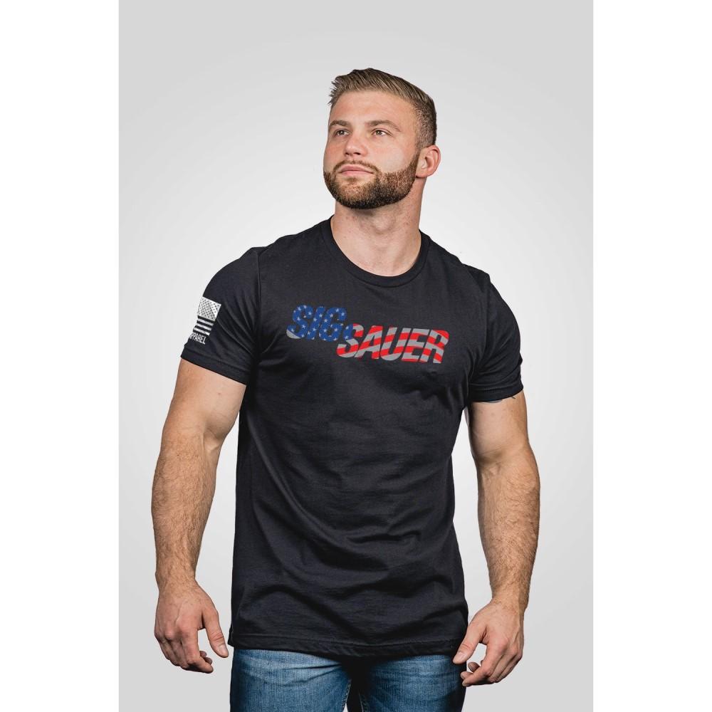 Nine Line Sig Sauer USA Flag Short Sleeve T-Shirt Black 2XL