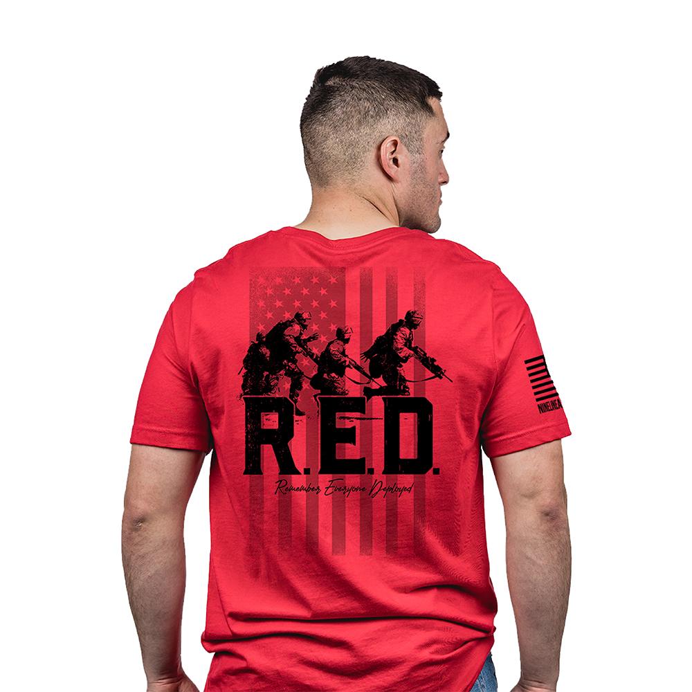 Nine Line Remember Everyone Deployed Short Sleeve Shirt Red Medium