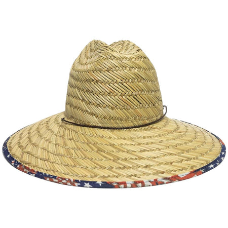 Outdoor Cap Natural Straw Stars and Stripes Brim Hat One Size Fits Most