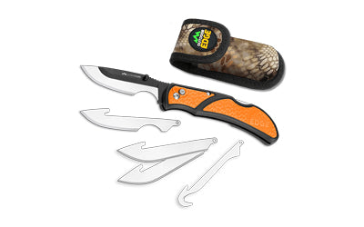 Outdoor Edge RazorCape Folding Knife, 3" Interchangeable Blades, Orange Handle RCB30-10C